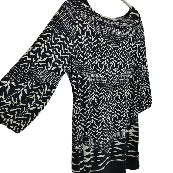 Style & Co. Black and White Geometric Zebra Patterned Shift Dress Size Large - Picture 1 of 7